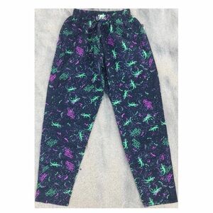 Men's Black Joggers with Green and Purple Print